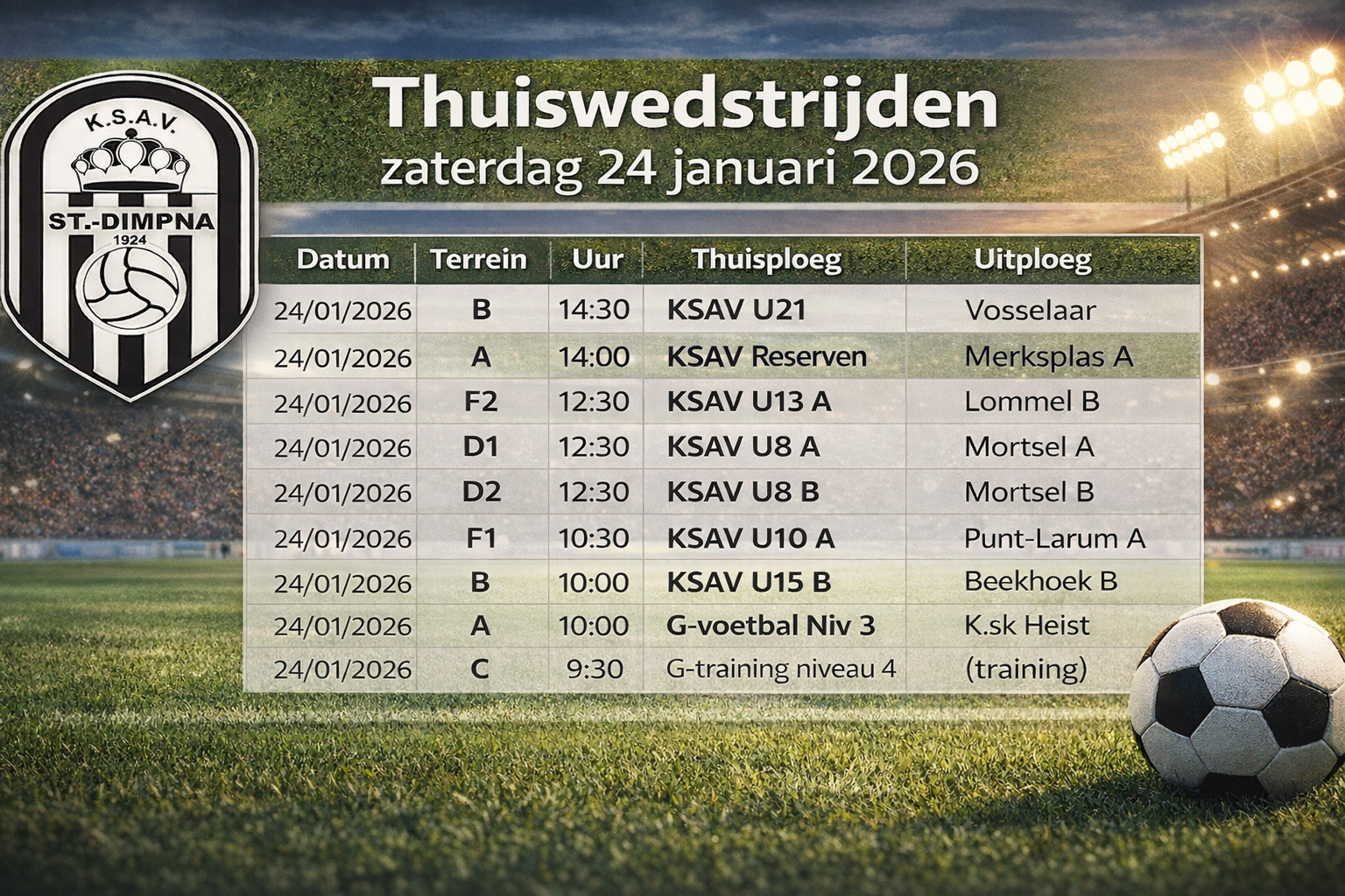 wedstrijden 24 januari