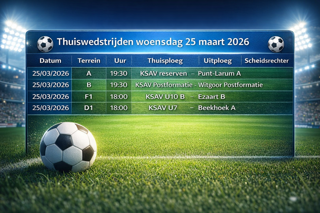 wedstrijden 25 maart